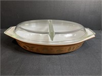 Vintage Pyrex Early American Covered Divided Dish
