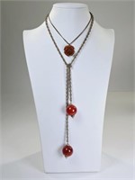 Vintage Bakelite: Lariat Necklace, Carved Rose
