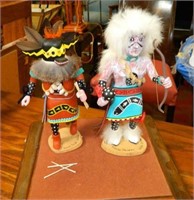 2 Gorgeous Kachina Dolls in Display