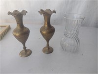 Brass and Glass Vases