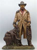 (P) Cowboy Statue. 19 inch. Damaged. resin