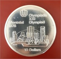 1976 Montreal Olympics 10.00 coin .925 silver