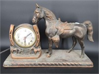 Metal Horse Mantel Clock - Electric
