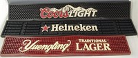 3 HEINEKEN YUENGLING COORS BEER RUNNER RAIL MATT