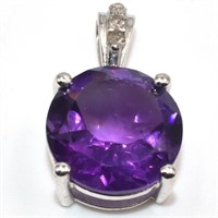 Silver Amethyst(3.95ct) Pendant