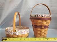 2 LONGABERGER BASKETS, ONE TALLER ONE WITH A TIE