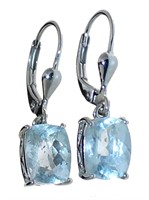 Radiant Cut 4.00 ct Natural Aquamarine Earrings