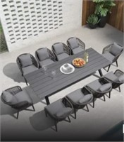 Purple Leaf Outdoor Dining Table & 10 Chairs