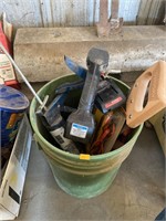 Bucket with tools and drill