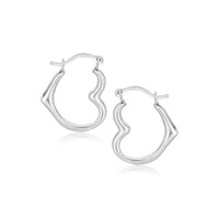 10k White Gold Heart Hoop Earrings