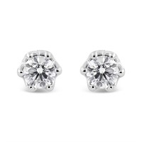 14k Wgold Round .54ct Diamond Crown Stud Earrings