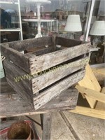 Old weathered slatted wood vegetable crate