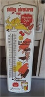 Vintage Metal Meadow Gold Thermometer