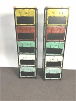 2 Multi Color Storage Bins with Racks