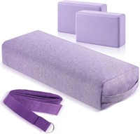 4 Pcs Yoga Bolster Pillows Yoga Blocks with Strap