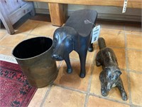 Dog stool & fox figurine