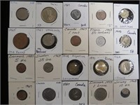 (20) CARDED FOREIGN COINS VARIOUS DATES & TYPES