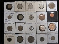 (20) CARDED FOREIGN COINS VARIOUS DATES & TYPES
