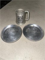 PEWTER MINIATURE STEIN & 2-SMALL CUMBERLAND MD