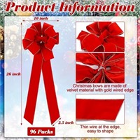26 x 10 inch  (96 PCS) Large Christmas Red Velvet