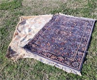 2 Area Rugs BLue Pink Wool Water DAmage 5' x 7'