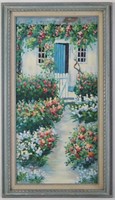 AMERICAN SCHOOL FLORAL PATH PAINTING SIGNED