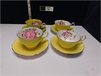4 YELLOW TEA CUPS