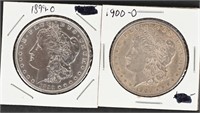 1899-O & 1900-O MORGAN SILVER DOLLARS NICE GRADES