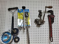 Contents of peg board grinder tools and more