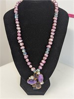 Faux Pearl & Amethyst Necklace