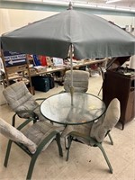 Patio Furniture w/ Table, Umbrella, & 4 Chairs
