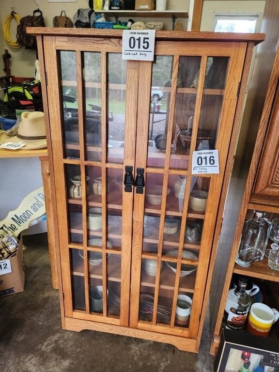 Wooden-glass door display cabinet 48" t x 26"x9" &