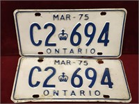 1975 Ontario License Plate Set