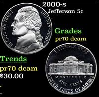 Proof 2000-s Jefferson Nickel 5c Grades GEM++ Proo