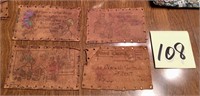 Lot of 4 Leather Post Cards Early 1900'5