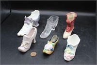 6 Vintage Tiny Souvenir Porcelain Shoes