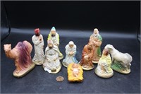 Vtg. Hand-painted Ceramic Nativity Figurines