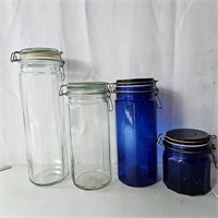 Cobalt Blue & Clear 12 Panel Glass Jar