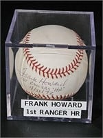 Autographed Frank Howard Baseball 1st Ranger HR,