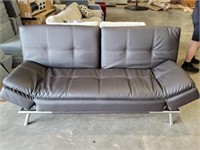 Relax Lounger - Brown Leather Futon