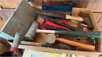 Box of hammers and misc tools