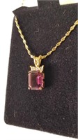 Pink Stone Necklace w Box
