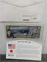 Battle of Iwa Jima colorized sealed $2 bill