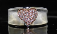 14kt White & Rose Gold Large Diamond Heart Ring