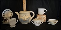 Porcelain Tea Pot w/o Lid, Saucers & More
