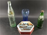 Vintage Cokes and Sprite bottles, 1 is full NO SHI