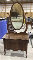 Wood mobile dresser w/ mirror-34 x 19 x