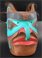 Tlingit wood mask, with artist's mark of  Ivan Ott