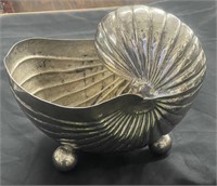 Large silver plate nautilus shell bottle chiller