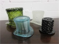 4 Antique Hat  Art Glass Pieces